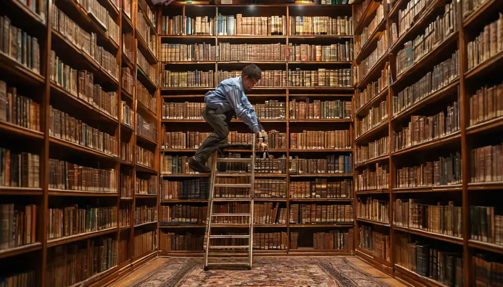 Книжные стеллажи с лестницей