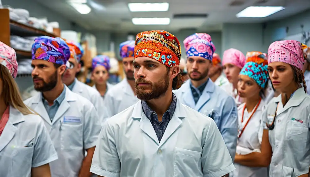 Медицинские шапочки с рисунком: изготовление