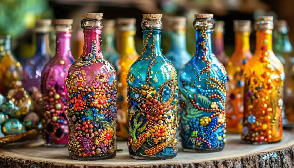 Украшение и продажа стеклянных бутылочек